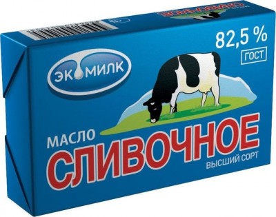 Масло сливочное "Экомилк" коровка 82,5%, 450г.