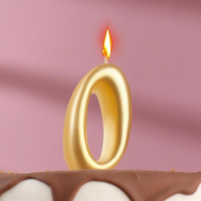 Свеча для торта цифра золотая "0", 7 см