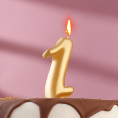 Свеча для торта цифра золотая "1", 7 см
