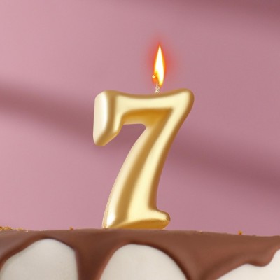 Свеча для торта цифра золотая "7", 7 см