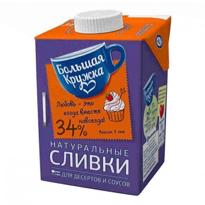 Сливки «Большая кружка», 500 мл