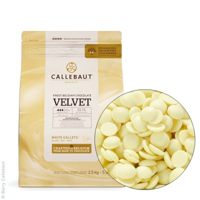 Шоколад белый Callebaut Velvet 33,1% в галетах, 2.5 кг
