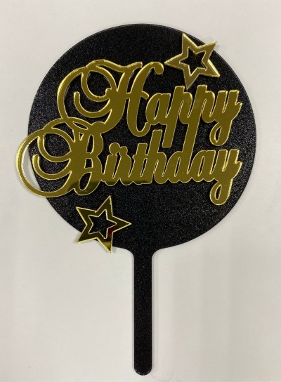 Топпер «Happy birthday» черный/золото